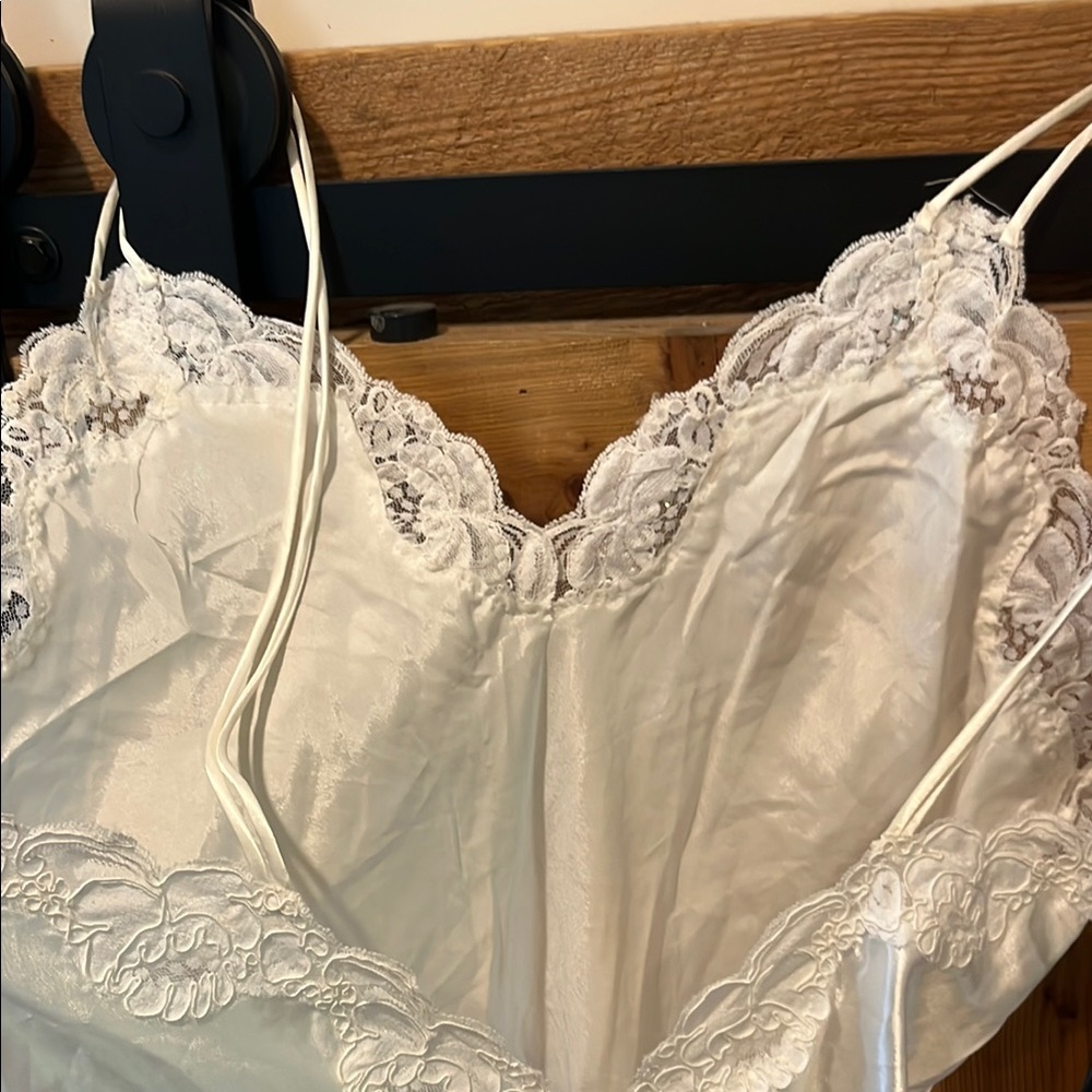 Ivory Satin Lace-Trim Slip Dress - Women Intimates - Picture 10 of 12